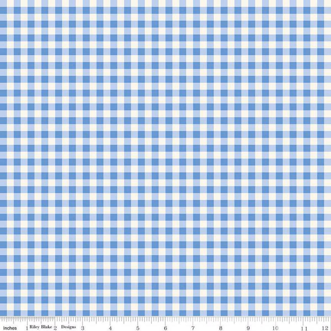 Penelope Gingham Cream Blue Half Yard My Mind's Eye