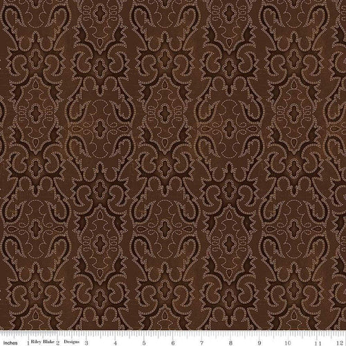 John Wayne American West Tooled Leather Brown Half Yard Riley Blake Designs
