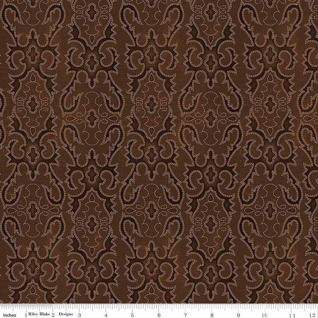 John Wayne American West Tooled Leather Brown Half Yard Riley Blake Designs