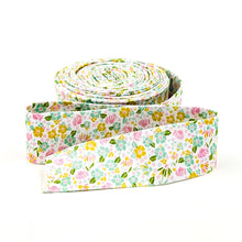 Load image into Gallery viewer, Floral Quilt Binding Summer Skies Floral Pink and Green, 1 1/4" Single Fold
