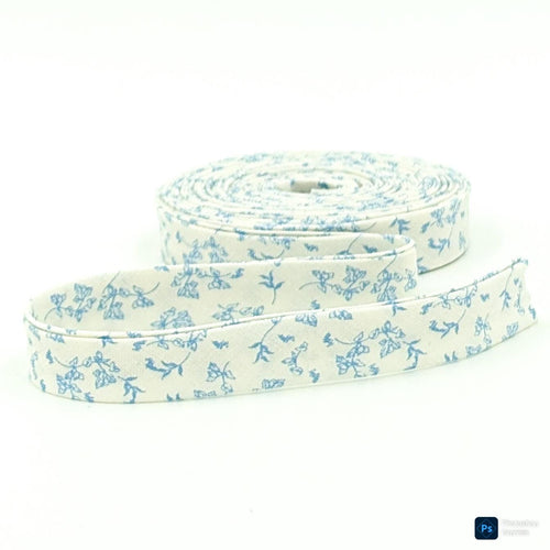 Double Fold 1/2'' Bias Tape Penelope Floral Creamy White Blue