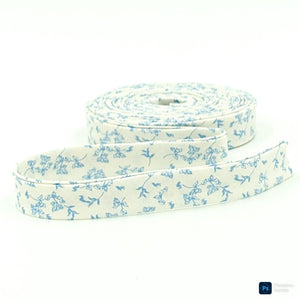 Double Fold 1/2'' Bias Tape Penelope Floral Creamy White Blue