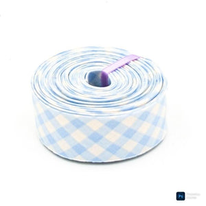 Quilt Binding Gingham Checked Light Blue Creamy White Single Fold 1 1/4" Quilt