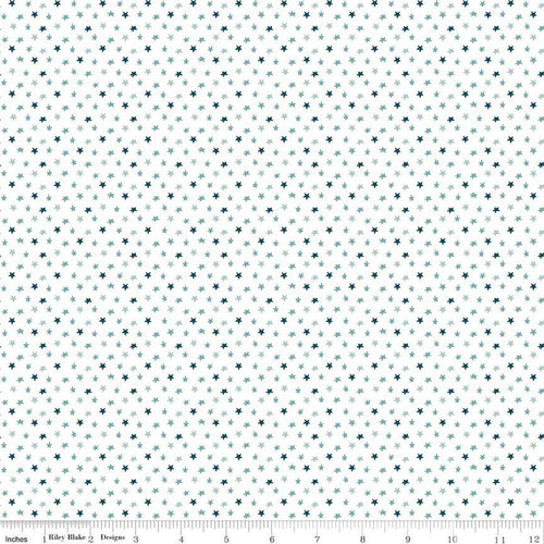 Baby Boy Stars White Fabric Half Yards