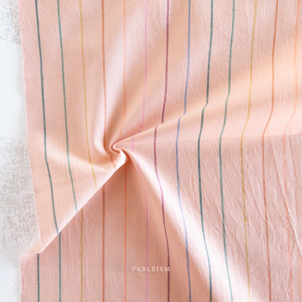 Lucky Loom Woven Stripe Shell Pink Rainbow Half Yard Yard Fableism