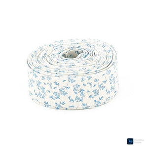 Floral Quilt Binding Penelope Floral Creamy White Blue, 1 1/4" Single Fold