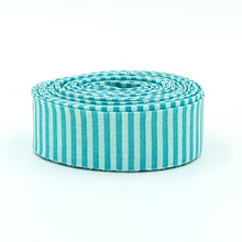 Load image into Gallery viewer, Quilt Binding Peacock Blue Tone On Tone 1/8'' Stripe 1 1/4" Single Fold
