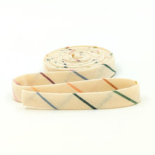 Load image into Gallery viewer, Double Fold Bias Tape Chambray Woven Stripe Rainbow Vanilla Cream 1/2" Bias Binding

