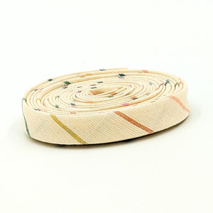 Double Fold Bias Tape Chambray Woven Stripe Rainbow Vanilla Cream 1/2" Bias Binding