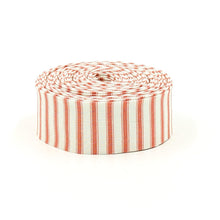 Load image into Gallery viewer, Quilt Binding Ticking Stripe Ivy Reese Coral Cream 1 1/4" Single Fold
