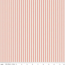 Load image into Gallery viewer, Quilt Binding Ticking Stripe Ivy Reese Coral Cream 1 1/4" Single Fold
