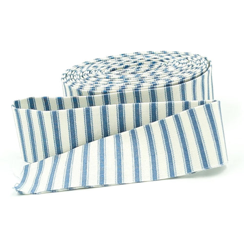 Quilt Binding Ticking Stripe Ivy Reese Slate Blue Cream 1 1/4