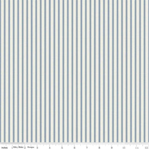 Quilt Binding Ticking Stripe Ivy Reese Slate Blue Cream 1 1/4" Single Fold