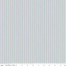 Load image into Gallery viewer, Quilt Binding Ticking Stripe Ivy Reese Slate Blue Cream 1 1/4" Single Fold
