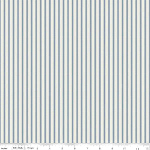 Ivy Reese Ticking Stripe Blue and White Half Yard Fabric