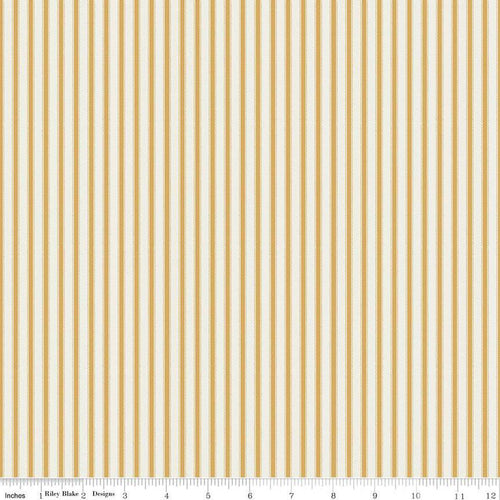 Ivy Reese Ticking Stripe Golden Yellow and White Half Yard Fabric