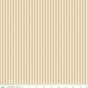 Ivy Reese Ticking Stripe Golden Yellow and White Half Yard Fabric