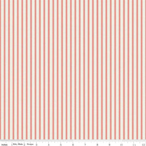 Ivy Reese Ticking Stripe Coral and White Half Yard Fabric