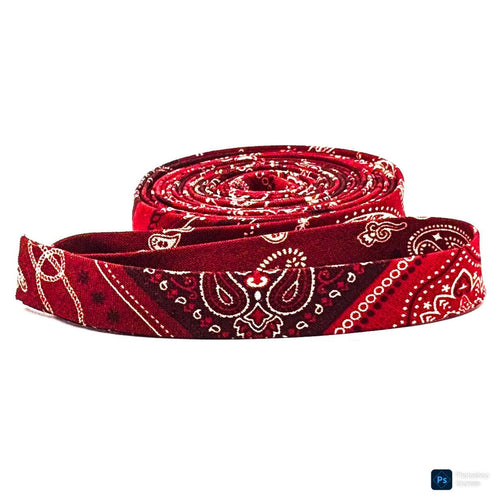 Double Fold Bias Tape Paisley Bandana Print Red 1/2'' Binding