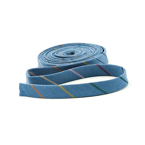 Double Fold Bias Tape Chambray Woven Stripe Rainbow Blue 1/2