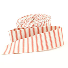 Load image into Gallery viewer, Quilt Binding Ticking Stripe Ivy Reese Coral Cream 1 1/4" Single Fold
