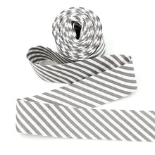 Load image into Gallery viewer, Bias Quilt Binding Gray and White 1/8'' Stripe 1 1/4" Single Fold
