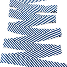 Load image into Gallery viewer, Bias Quilt Binding Navy Blue and White 1/8'' Stripe 1 1/4" Single Fold
