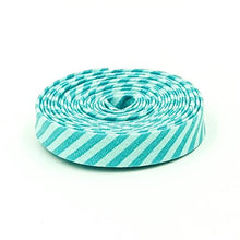 Load image into Gallery viewer, Double Fold Bias Tape Peacock Blue Tone-On-Tone Stripe 1/2" Binding
