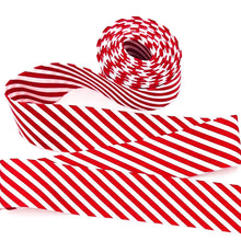 Load image into Gallery viewer, Bias Quilt Binding Red and White 1/8'' Stripe 1 1/4" Single Fold
