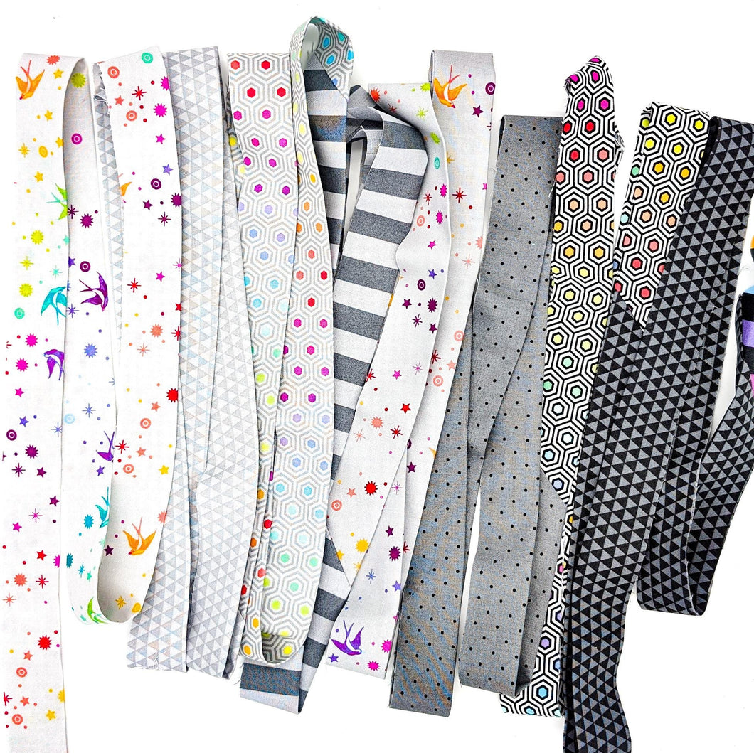 Quilt Binding Tula Pink Graywork Multi Scrappy 1 1/4