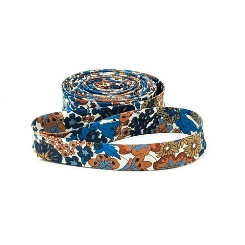 Double Fold Bias Tape 1/2'' Wide Liberty of London Tana Lawn Margaret Annie Blue Autumn