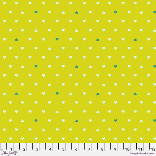 Tula Pink Besties Unconditional Love Hearts Clover Green Fabric Half Yards