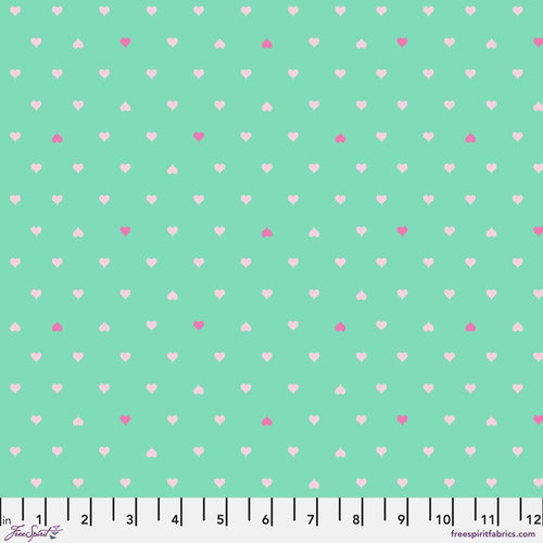 Tula Pink Besties Unconditional Love Hearts Clover Green Fabric Half Yards