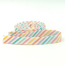 Load image into Gallery viewer, Double Fold 1/2" Bias Tape Canival Stripe Rainbow Binding

