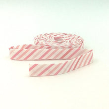 Load image into Gallery viewer, Double Fold 1/2" Bias Tape Strawberries and Cream Stripe Pink Binding
