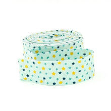 Load image into Gallery viewer, Quilt Binding Baby Stars Blue Yellow 1 1/4'' Single Fold
