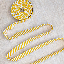 Load image into Gallery viewer, Double Fold Bias Tape Yellow &amp; White Stripe Bias Binding
