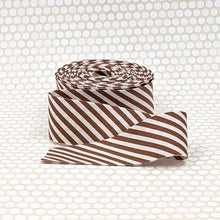 Load image into Gallery viewer, Bias Quilt Binding Teddybear Brown Cream Stripe 1 1/4" Single Fold
