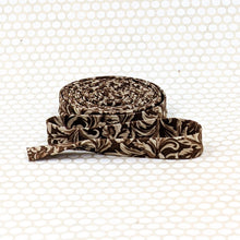 Load image into Gallery viewer, Double Fold 1/2'' Bias Tape Floral Tooled Leather Brown Binding
