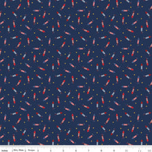 Load image into Gallery viewer, Bang Boom Pop Fireworks Navy Half Yard
