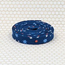 Load image into Gallery viewer, Double Fold 1/2'' Bias Tape Firecracker Blue Red White Patriotic Binding
