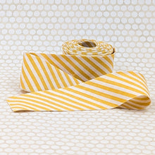 Load image into Gallery viewer, Bias Quilt Binding Honey Yellow Ivory Stripe 1 1/4" Single Fold
