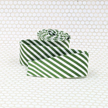 Load image into Gallery viewer, Bias Quilt Binding Clover Green White Stripe 1 1/4" Single Fold
