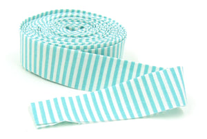 Quilt Binding 1/8'' Stripes Aqua and White