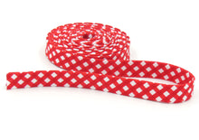 Load image into Gallery viewer, Bias Tape 1/8&#39;&#39; Gingham Red &amp; White
