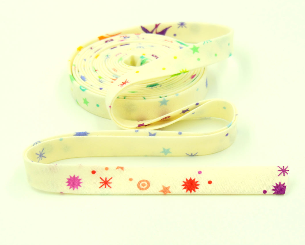 1/2'' Bias Tape Tula Pink Fairy Dust Cotton Candy Cream