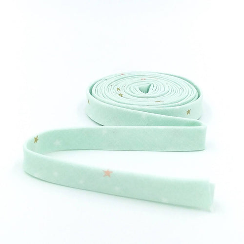 Double Fold Bias Tape 1/2'' Pixie Noel 2 Mushroom Mint Green