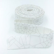 Load image into Gallery viewer, Quilt Binding Bad to the Bone Spider Webs White Silver
