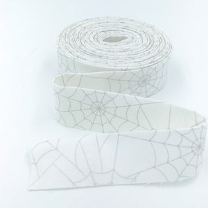 Quilt Binding Bad to the Bone Spider Webs White Silver