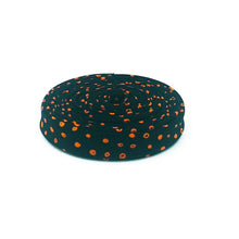 Load image into Gallery viewer, Double Fold Bias Tape 1/2&#39;&#39; Bad To The Bone Dots Black Orange
